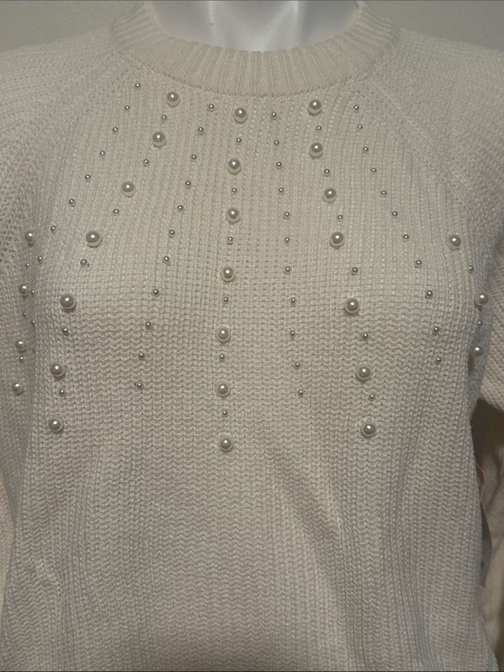 French Connection Cream Pearl-Embellished Crewneck Sweater - Picture 3 of 4